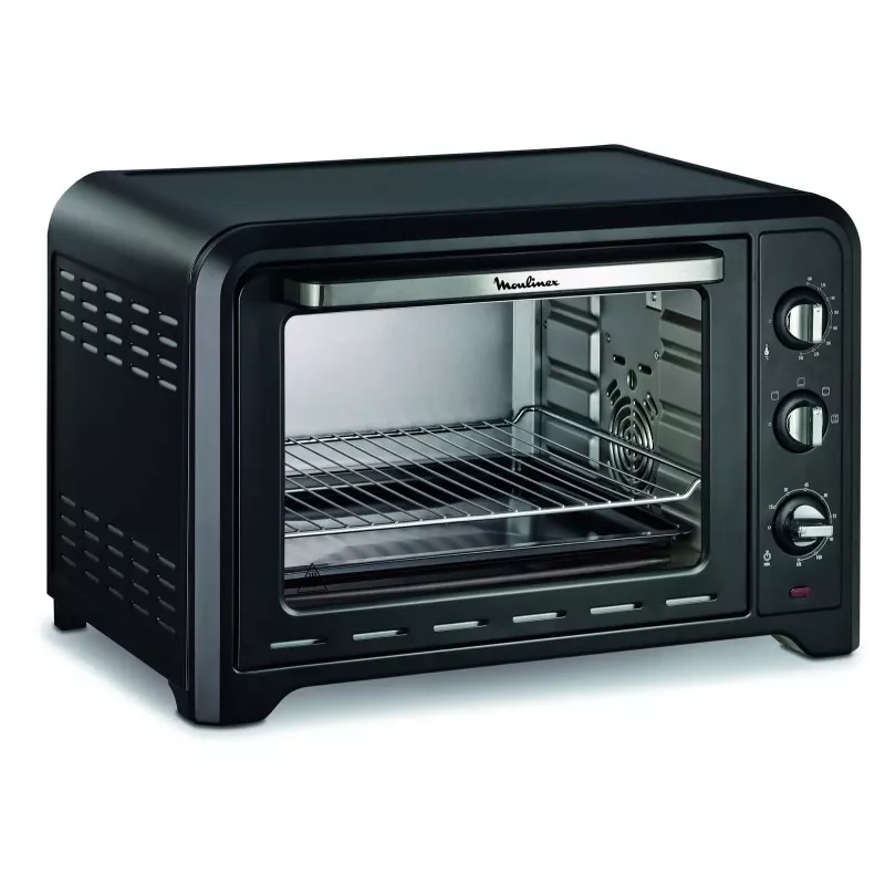 Horno Moulinex Optimo OX484810 39 L negro con diseño compacto y acabado en acero inoxidable para cocina moderna.