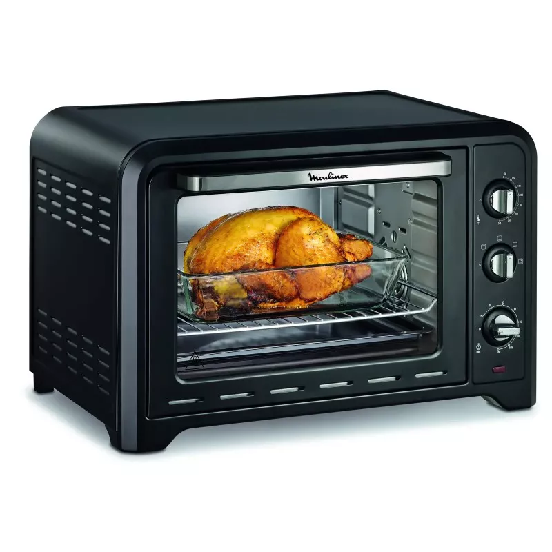 Horno Moulinex Optimo OX484810 39 L negro con diseño compacto, grill y capacidad para asar.