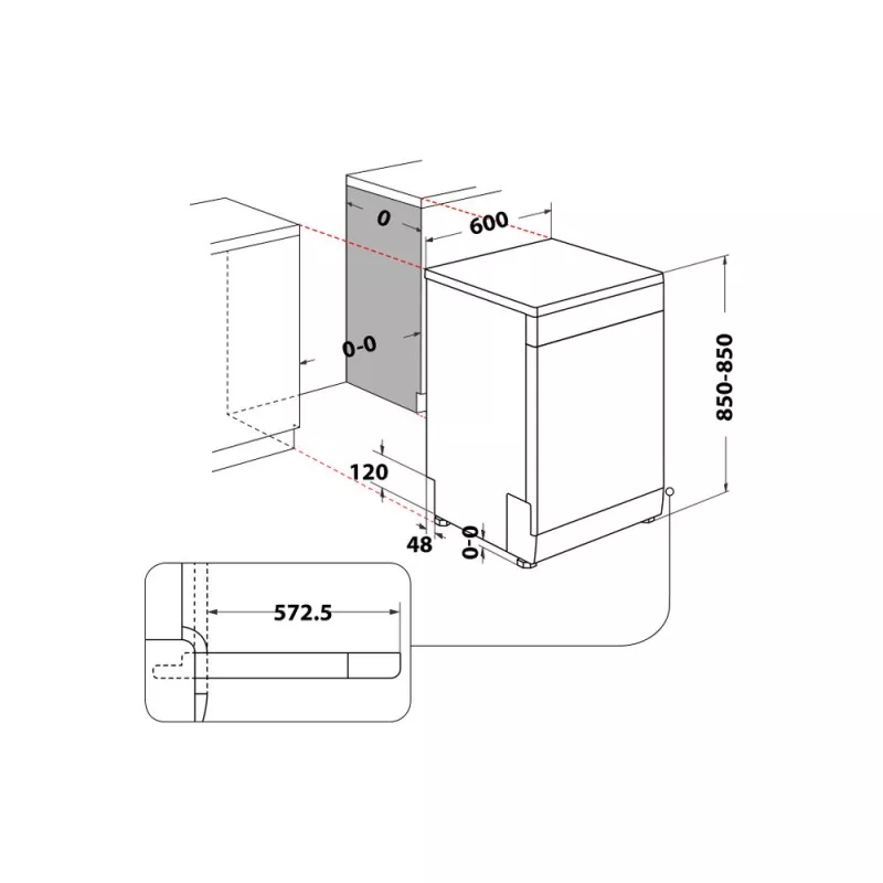 Lavavajillas Whirlpool WFC 3C34 P 14 servicios blanco con diseño compacto y medidas adecuadas para encastre.