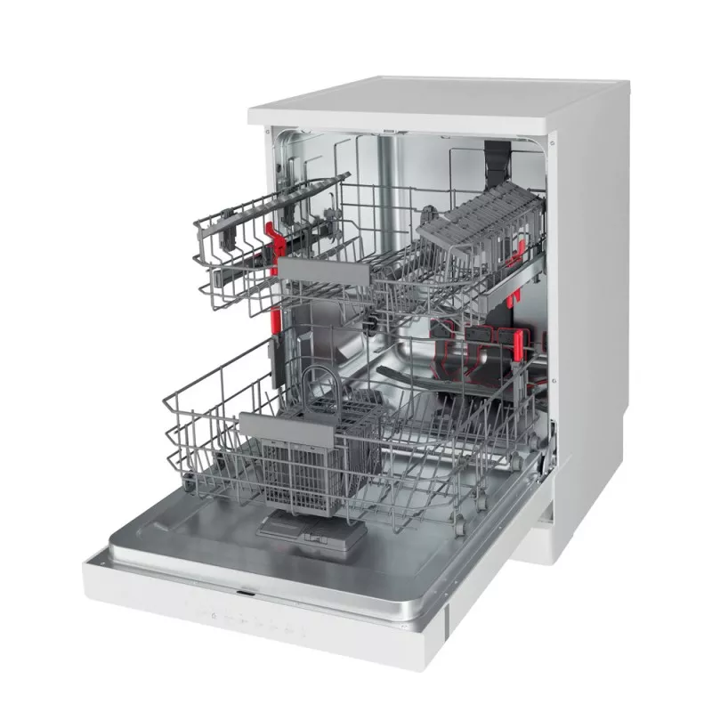 Lavavajillas Whirlpool WFC 3C34 P 14 servicios, color blanco, con cesta ajustable y diseño moderno.