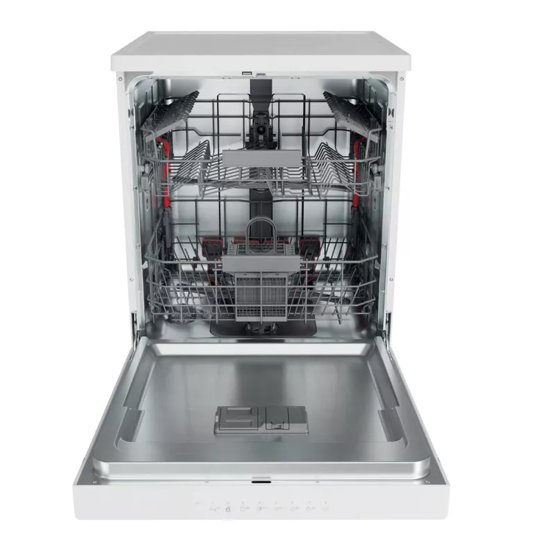 Lavavajillas Whirlpool WFC 3C34 P 14 servicios blanco con diseño elegante y acabado en acero inoxidable.