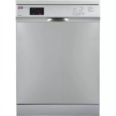 Lavavajillas New Pol NW3605DX 13 servicios con acabado inox y 3ª bandeja para utensilios de cocina.