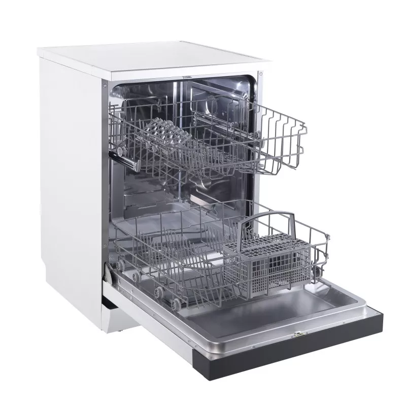 Lavavajillas Midea MFD60S090W-ES 12 servicios blanco con diseño moderno y dos cestas de acero inoxidable.