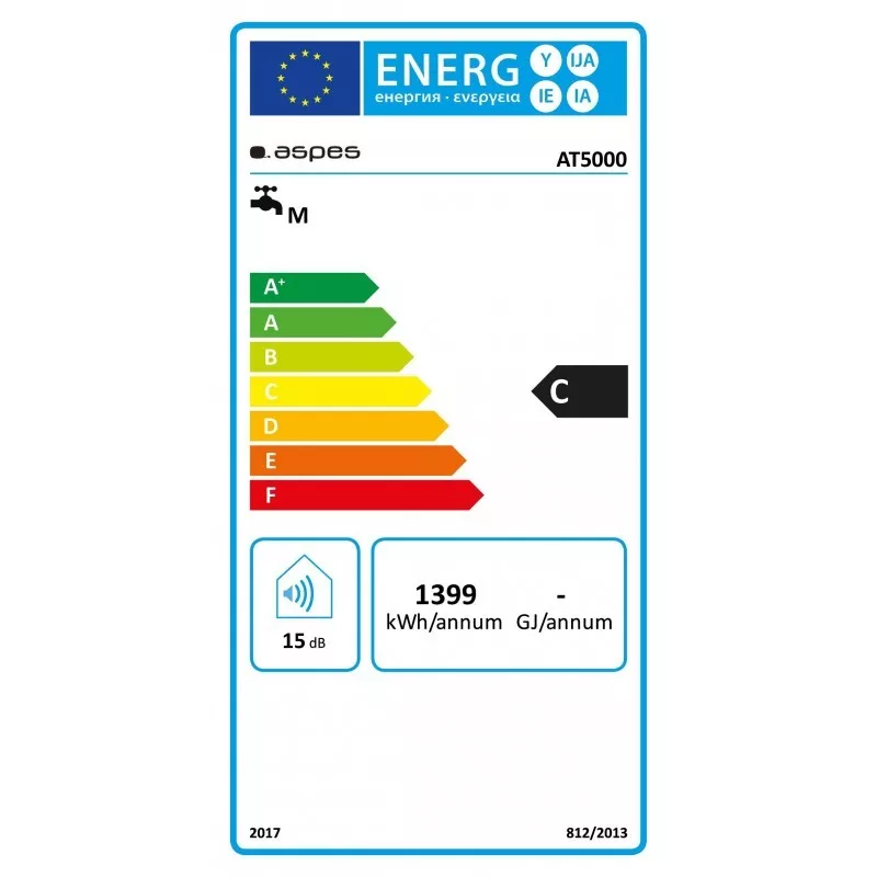 Termo eléctrico Aspes AT5000 47 L 1500 W vertical color blanco con capa aislante y clasificación energética C