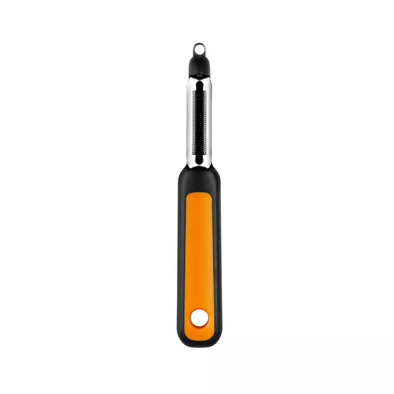 Pelador dentado BRA Efficient A195015 vertical con mango de plástico negro y detalles en naranja, diseño ergonómico.