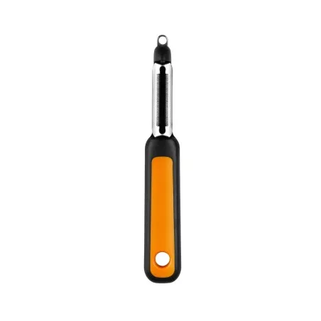 Pelador dentado BRA Efficient A195015 vertical con mango de plástico negro y detalles en naranja, diseño ergonómico.