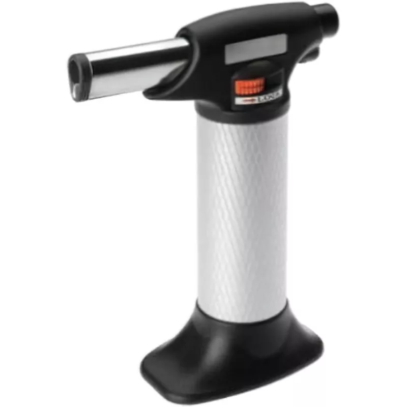 Soplete de gas Lacor 68988 profesional 40 ml con cuerpo de metal y diseño ergonómico en color negro y plata.