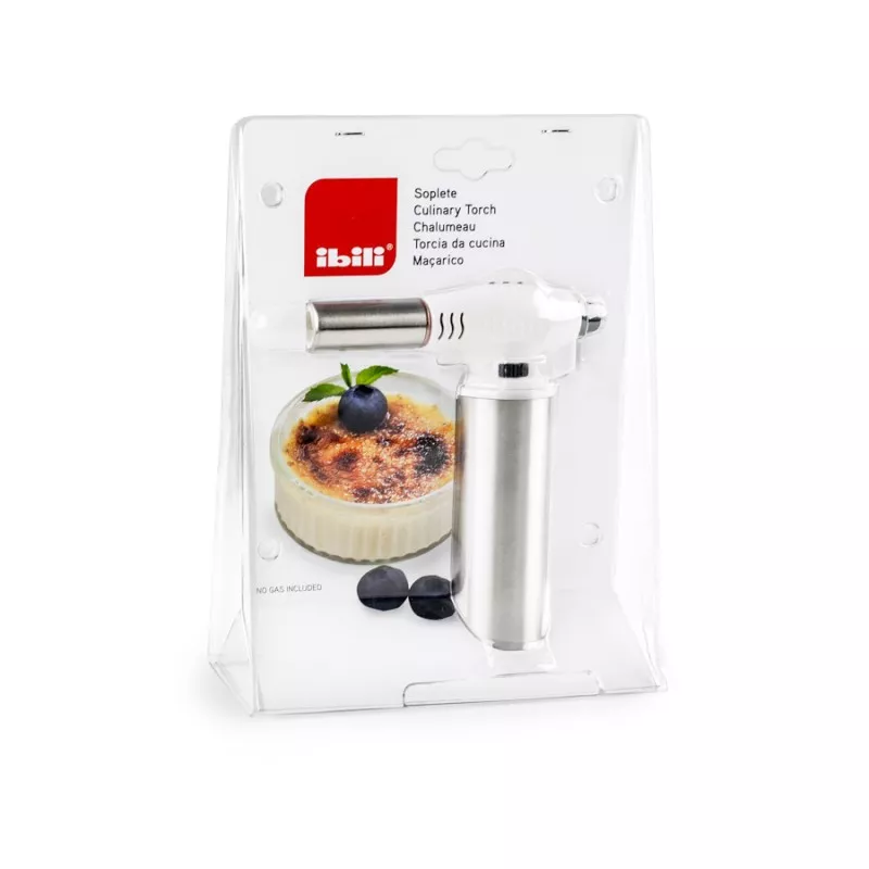 Soplete de cocina Ibili Elegance 738900 28 ml con diseño elegante, acabado metálico y recarga de gas butano.