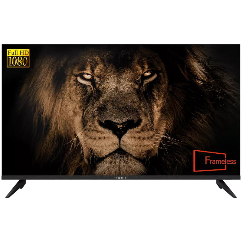 Smart TV Nevir NVR-8074 40\" Full HD Android 11 negro, diseño sin bordes, ideal para entretenimiento y juegos.