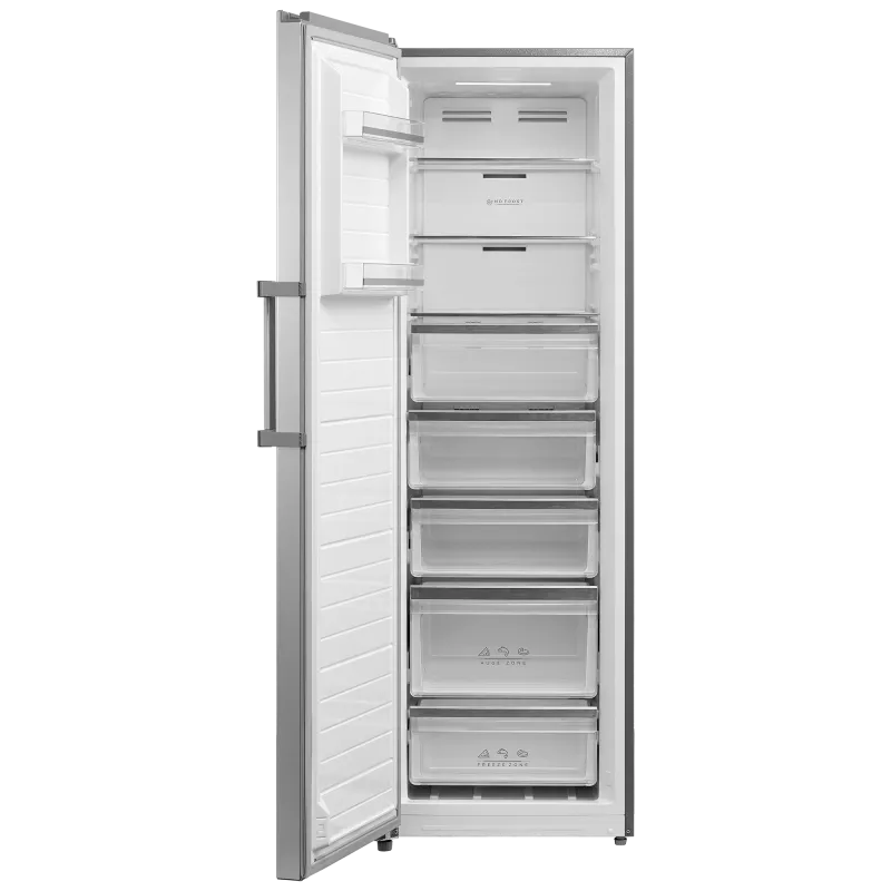 CONGEL. NEVIR NVR-5621 CVSDI 185X60 INOX DUAL de acero inoxidable con diseño vertical y múltiples compartimentos organizadores