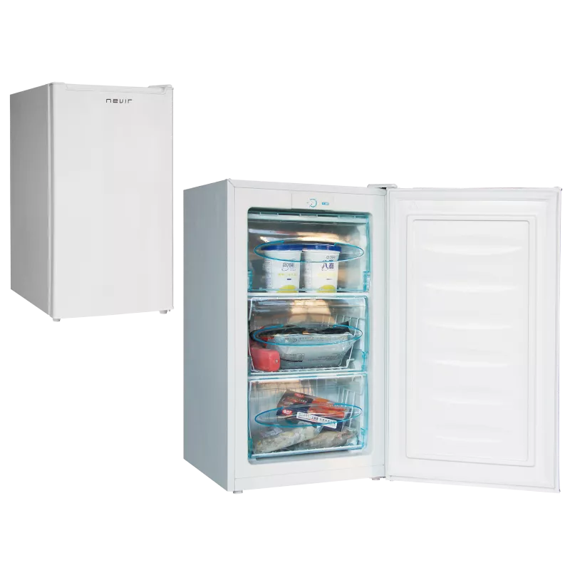 Congelador bajo encimera Nevir NVR-5502CSD 69 L color blanco, diseño compacto y 3 compartimentos de almacenamiento.