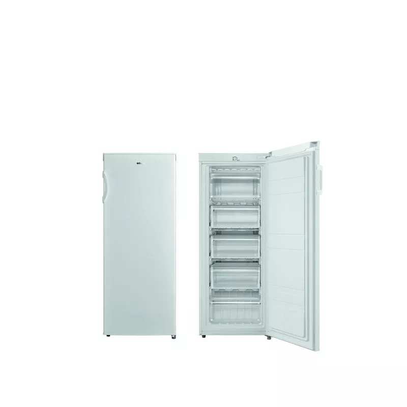 CONGEL. EDESA EZS-1412 NF/A WH 142X55 CICLICO color blanco, diseño vertical, con cinco compartimentos y eficiencia energética.