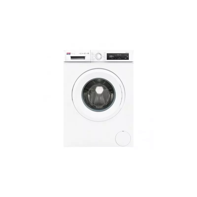 Lavadora Newpol NWT0810 8 kg 1000 rpm clase D blanca con diseño frontal y panel digital de control.