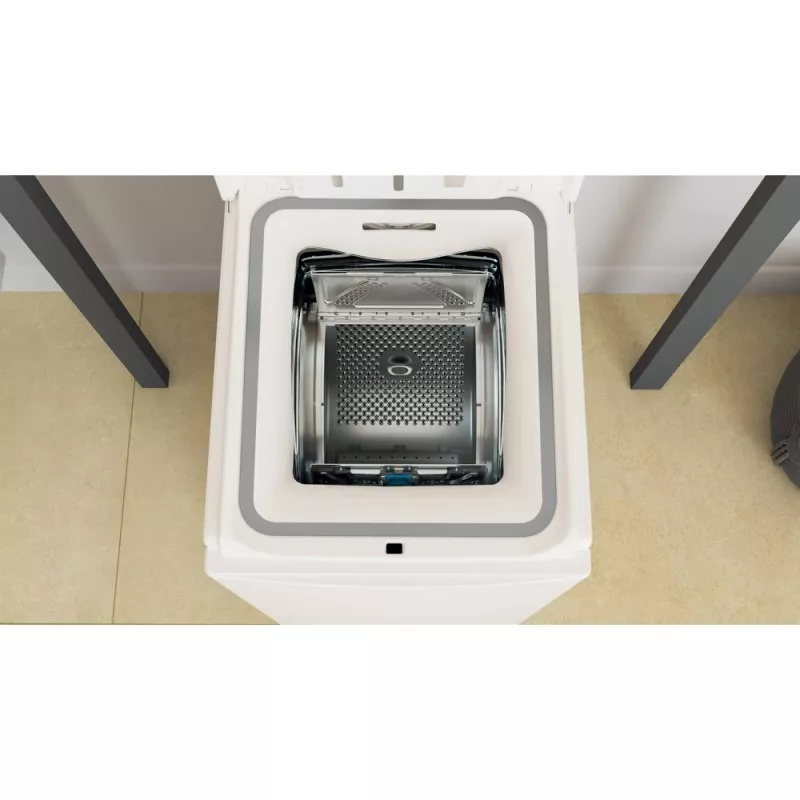 Lavadora superior Whirlpool TDLR 7220SS 7 kg 1200 rpm blanca con diseño moderno y fácil acceso al tambor.