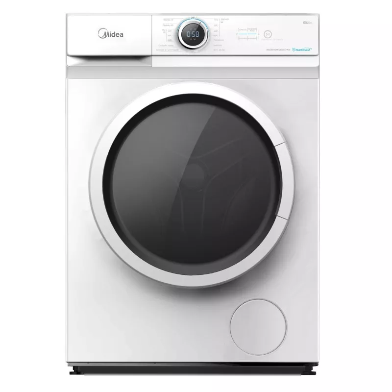 Lavadora Midea MF100W90BA/W-ES 9 kg 1400 rpm clase A color blanco con diseño moderno y panel digital intuitivo