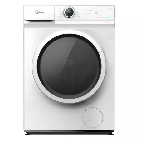 Lavadora Midea MF100W90BA/W-ES 9 kg 1400 rpm clase A color blanco con diseño moderno y panel digital intuitivo