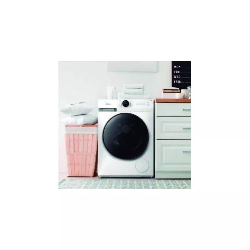 Lavadora Midea MF100W90BA/W-ES 9 kg 1400 rpm blanca de carga frontal con panel de control de acero inoxidable
