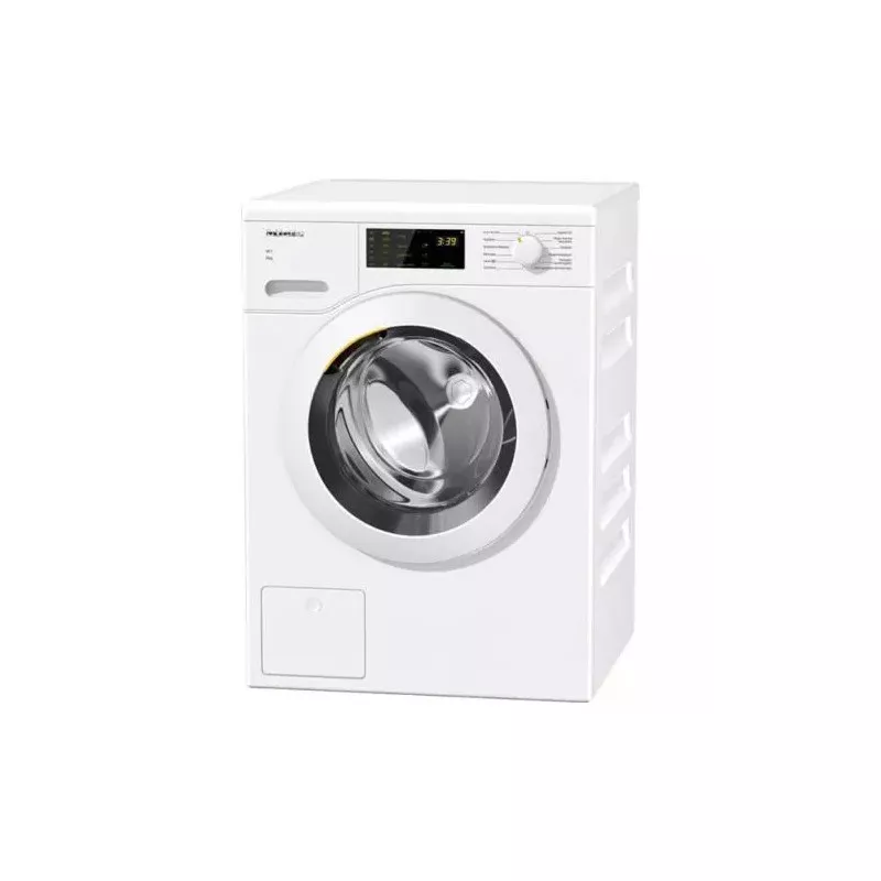 Lavadora Miele WCD020 WCS 8 kg 1400 rpm clase A blanca con diseño moderno y pantalla digital.