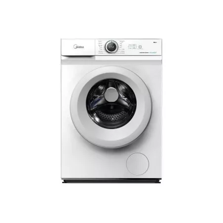 Lavadora Midea MF100W80B/1/W-ES 8 kg 1200 rpm color blanco, eficiente y con diseño frontal de carga.