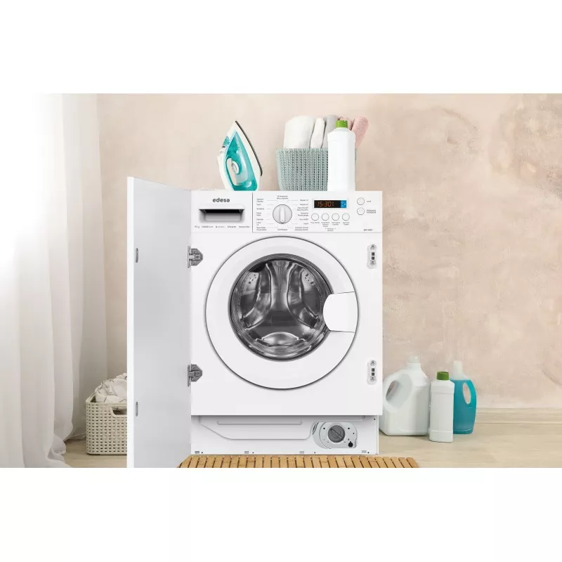 Lavadora integrable Edesa EWF-9400 I 9 kg 1400 rpm blanca con acabado moderno y fácil acceso a controles electrónicos.