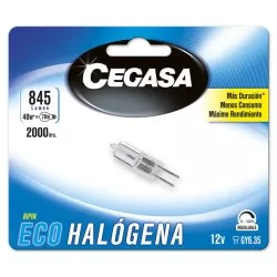 Bombilla halógena bipin Cegasa 104353 40 W GY6.35 12 V transparente con alta eficiencia energética y larga duración.