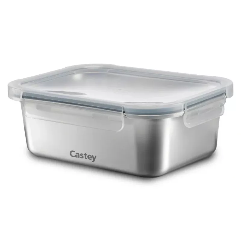Tupper Castey C-A1780 acero inoxidable 1780 ml con tapa hermética y diseño rectangular transparente