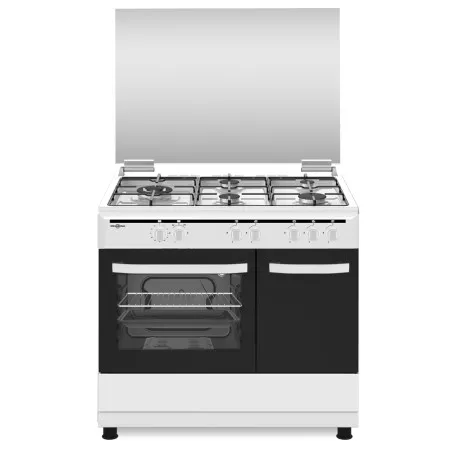 Cocina gas Vitrokitchen CB961PBB 5 fuegos 64 L blanca con horno y diseño moderno, ideal para cualquier cocina.