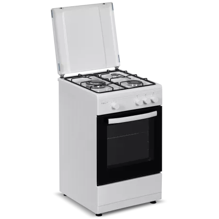 Cocina gas Nevir NVR-CB3H 3 fuegos wok blanca con horno de 43 L y diseño moderno.
