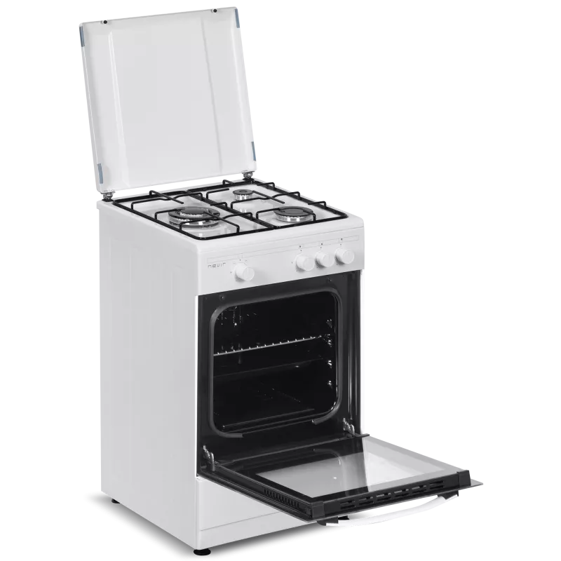 Cocina gas Nevir NVR-CB3H 3 fuegos wok color blanco con horno de 43 L y diseño compacto.