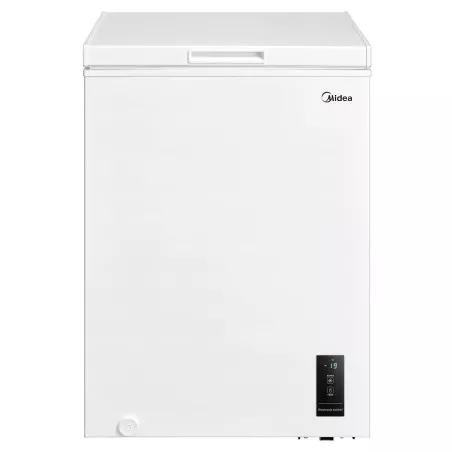 Congelador horizontal Midea MDRC152FEE01 99 L blanco, de diseño compacto y capacidad ideal para almacenamiento.