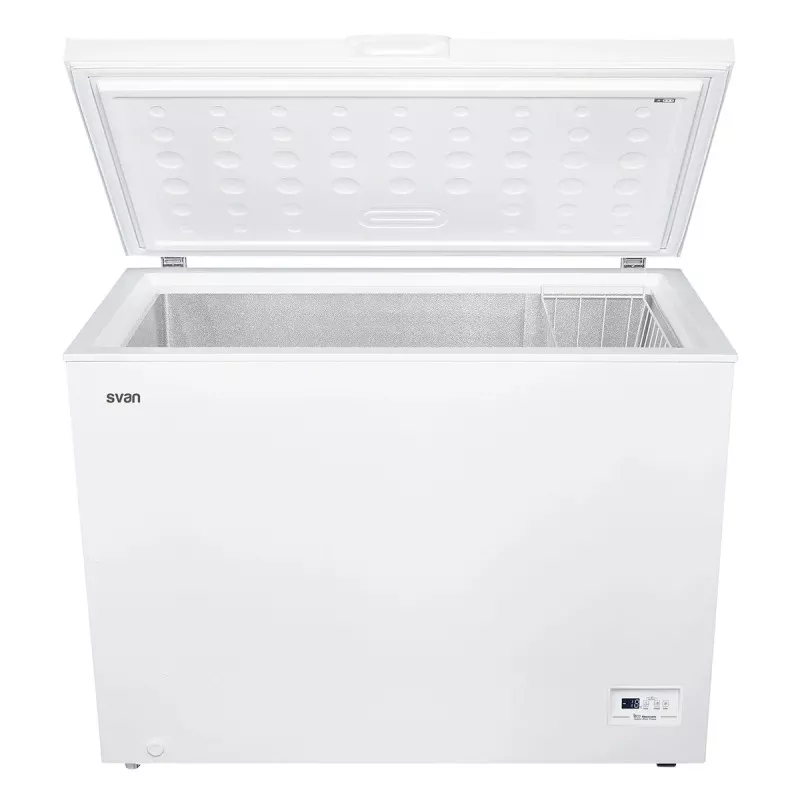 Congelador horizontal Svan SCH3000FDC 287 L Dual color blanco con diseño de tapa abatible y amplio espacio interior