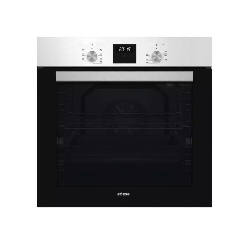 Horno multifuncional Edesa EOE-6040 X 80 L inox con acabado en acero inoxidable y marco negro.