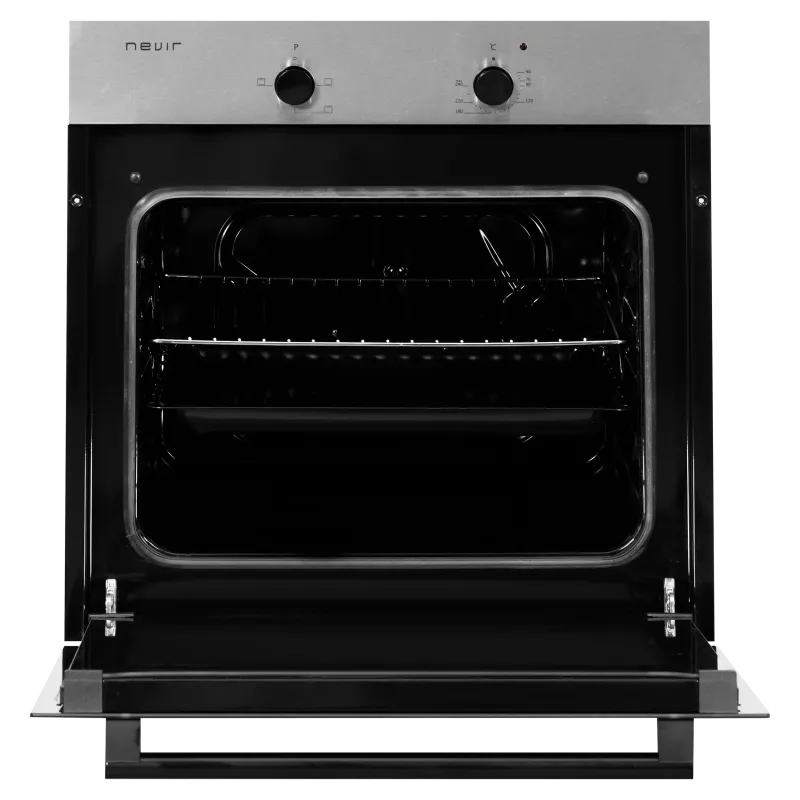 Horno encastrable Nevir NVR-HEM3-62L 62 L inox con acabado en acero inoxidable y diseño elegante, fácil de integrar en cocinas.