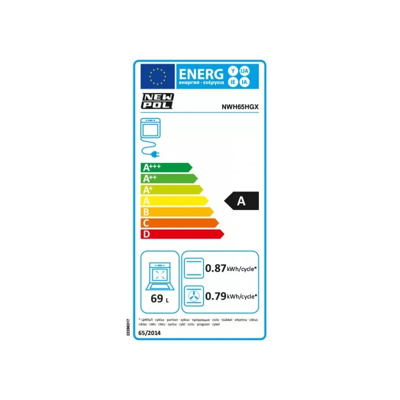 Horno multifunción New Pol NWH65HGX 69 L color inox con diseño moderno y eficiencia energética tipo A