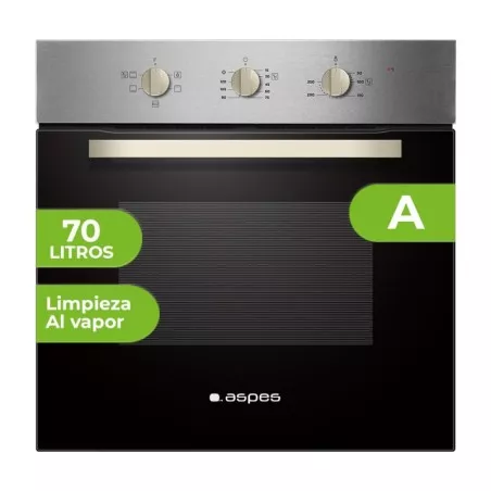 Horno multifunción Aspes AHM6700DX 69 L inox con acabado en acero inoxidable y limpieza al vapor.