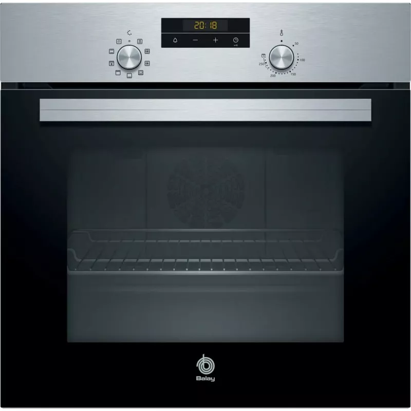 Horno multifunción Balay 3HB2031X0 66 L inox con diseño elegante, acabado en acero inoxidable y panel digital.