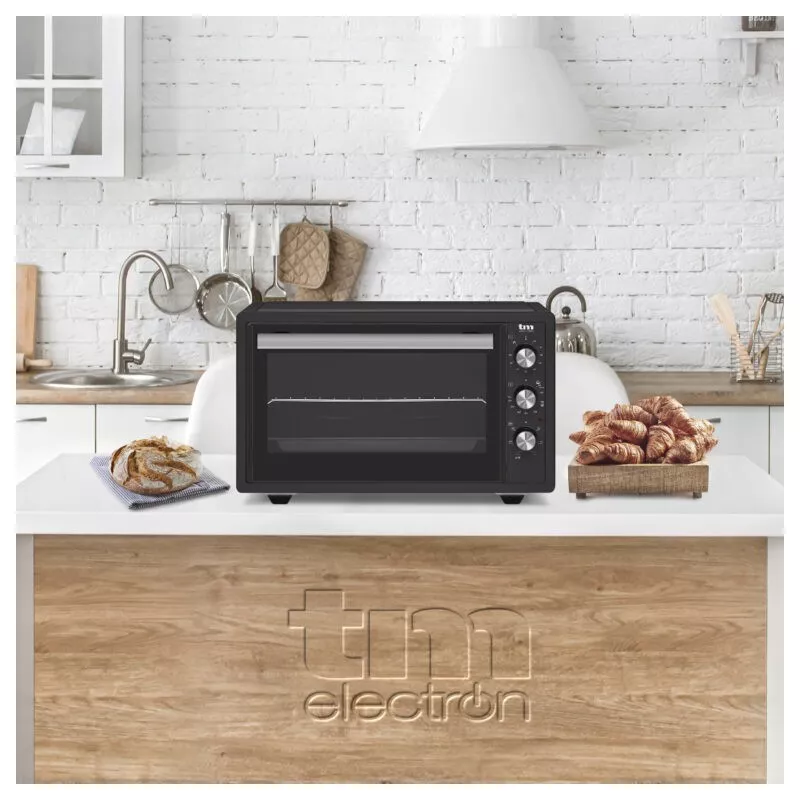 Horno sobremesa TM Electron TMPHO037 37 L 1650 W color negro con diseño compacto y cuatro funciones de cocción.