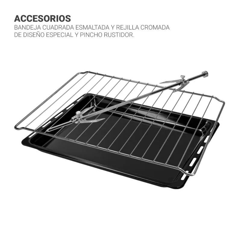 Horno sobremesa TM Electron TMPHO045 45 L 1400 W con bandeja esmaltada y rejilla cromada para asar.