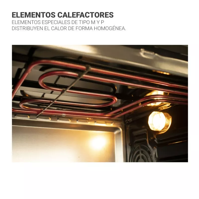 Horno sobremesa TM Electron TMPHO045 45 L 1400 W con elementos calefactores de tipo M y P para distribución uniforme del calor.