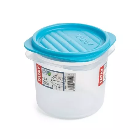 TAPER TATAY 0.30L 1160000 azul cilíndrico de plástico con tapa hermética y diseño práctico para almacenamiento.