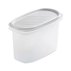 TAPER TATAY 1.20 ovalado 1163101 blanco de plástico con tapa y diseño apilable para almacenamiento.