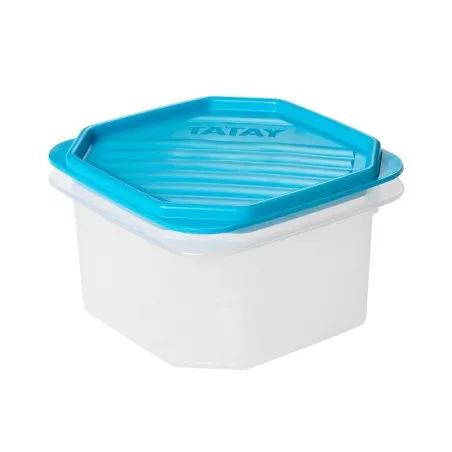 Tupper Tatay Top Flex 1160100 0,6 L azul, hexagonal, plástico, con tapa hermética y diseño apilable.