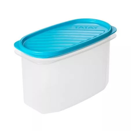 Tupper Tatay Top Flex 1163100 1,2 L azul, plástico resistente, diseño ovalado, tapa hermética y antideslizante.