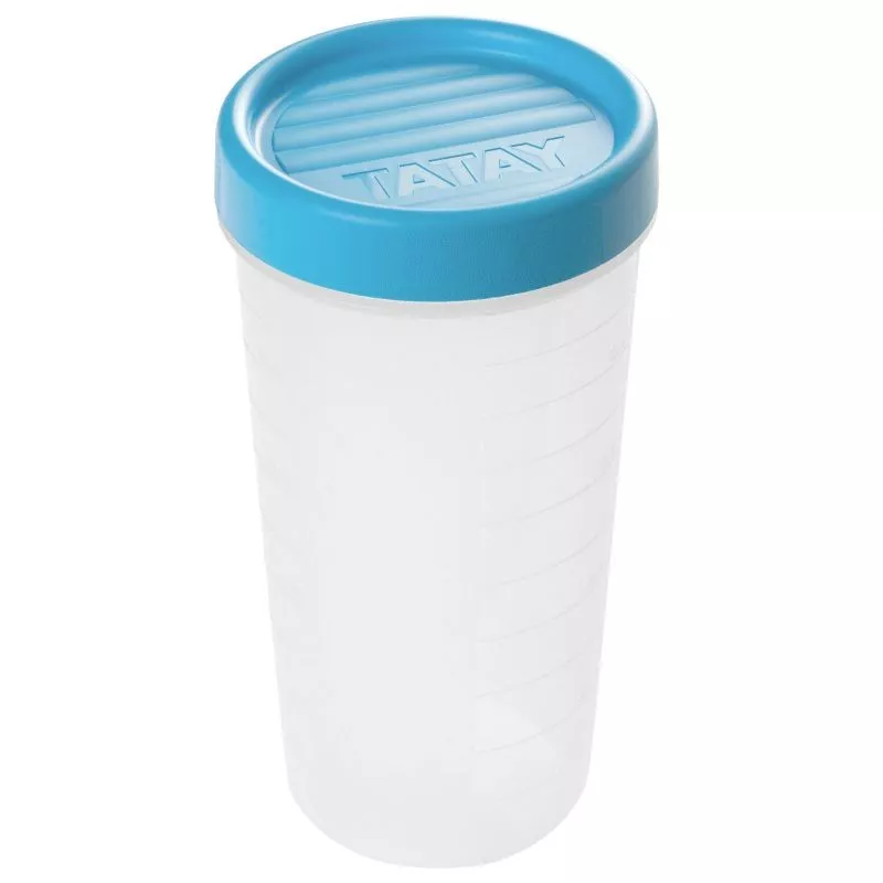 Tupper Tatay Twist 1160800 0,6 L azul con tapa de diseño acanalado y material plástico transparente