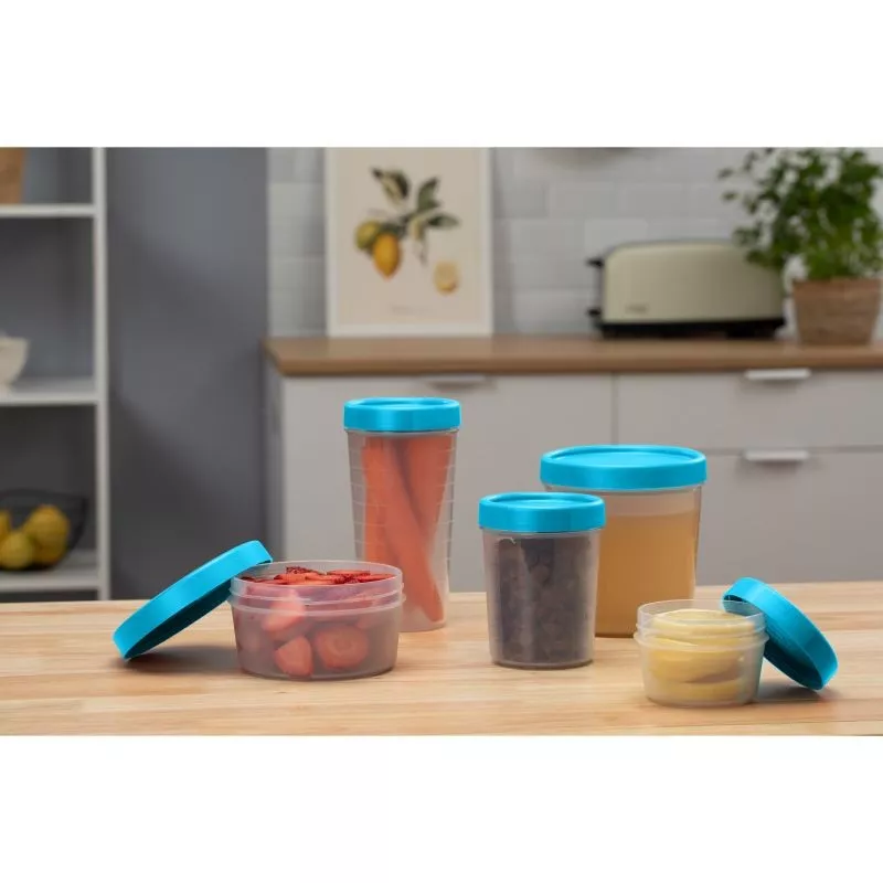 Tupper Tatay Twist 1160800 0,6 L Azul plástico transparente con tapa azul, ideal para almacenar alimentos.
