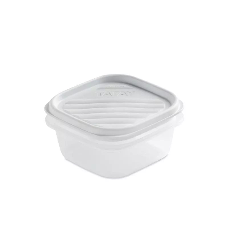 Tupper Tatay Top Flex 1160201 0,3 L blanco cuadrado de plástico con tapa a presión y diseño apilable.