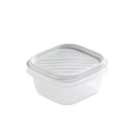 Tupper Tatay Top Flex 1160201 0,3 L blanco cuadrado de plástico con tapa a presión y diseño apilable.