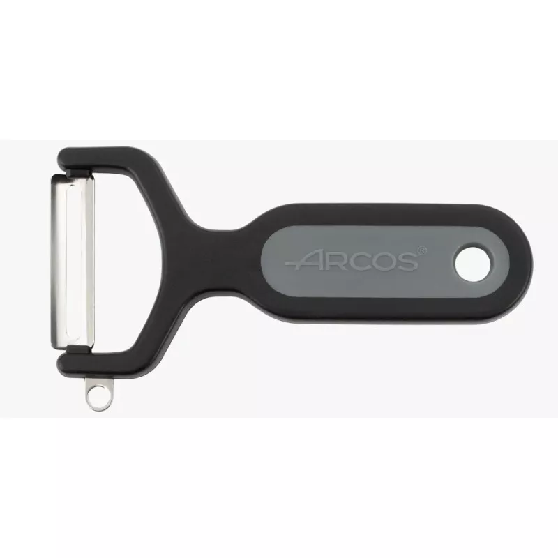 Pelador de cocina Arcos 607300 negro de acero inoxidable, diseño ergonómico y mango antideslizante de 132 mm