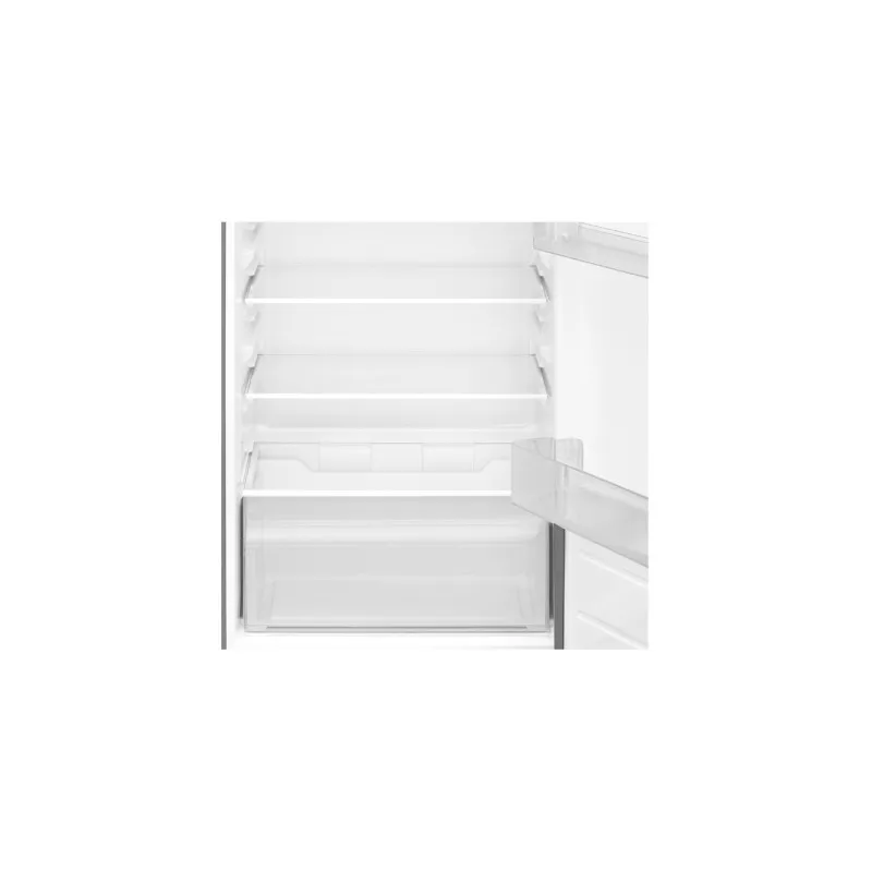 Frigorífico 2 puertas New Pol NWFR144X inox 213 L con interior blanco, estantes ajustables y cajón para verduras.