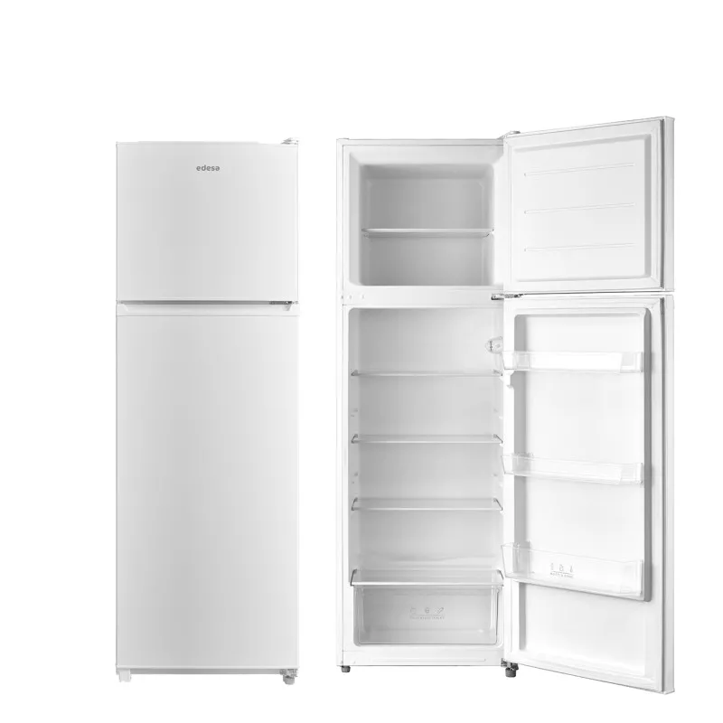 Frigorífico 2 puertas Edesa EFT-1711 WH blanco 294 L con acabado mate y estantes de acero inoxidable.